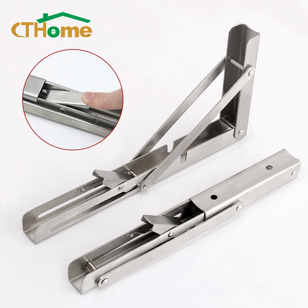 2pcs Triangle Bracket Folding Angle Shelf Heavy Support 8-20 Inch Stainless Steel Wall Mounted Bench Table | Обустройство дома