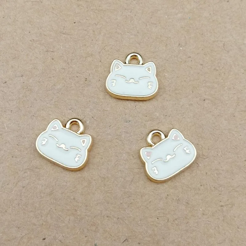 10 шт./упак. очаровательные металлические подвески с эмалью в виде милого кота