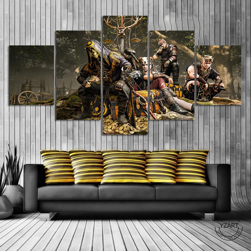 

5pcs Hood Outlaws & Legends Game Posters Artwork Canvas Paintings Wall Art for Home Decor-NO Frame