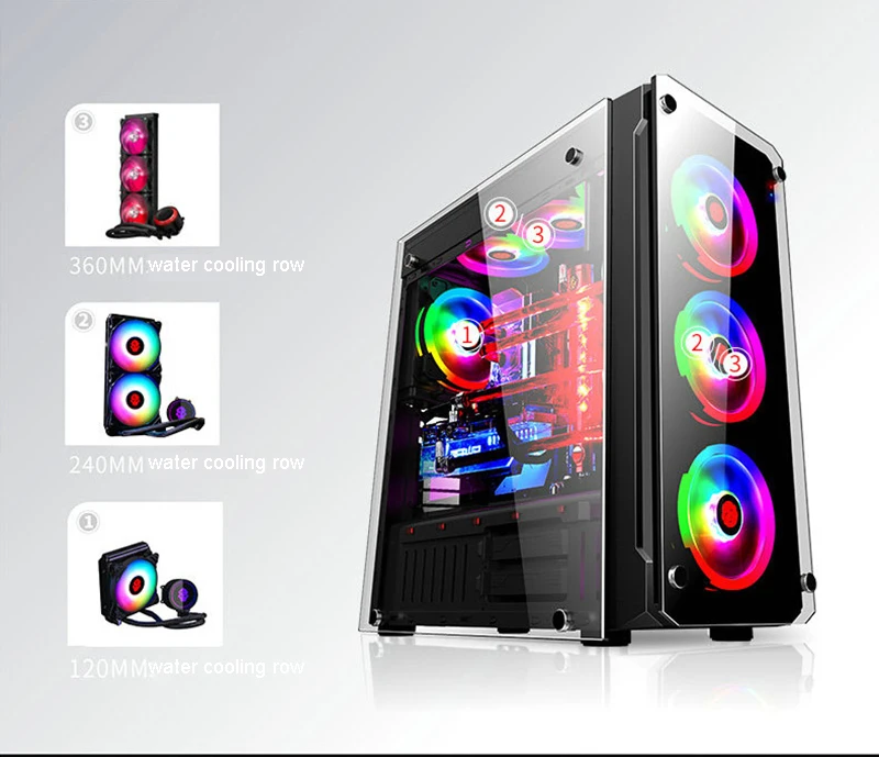 452*208*495 мм E-ATX diy игровой компьютер PC чехол боковая прозрачная стеклянная панель водяное охлаждение настольный корпус основной рамы