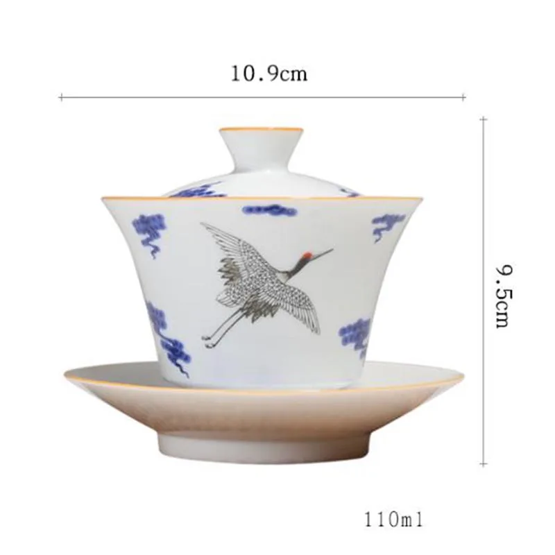 110 мл синий и белый фарфор Gaiwan китайская керамическая чашка для чая чайный набор