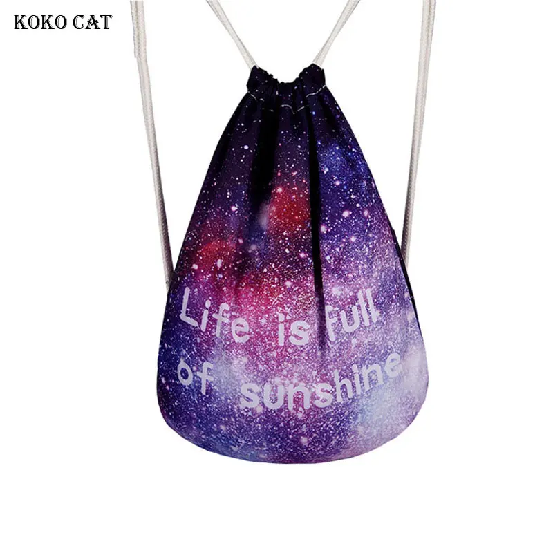 Drawstring bag Galaxy Star Печать для мужчин Traval мини школьный рюкзак для подростков девочек Детская женская сумка на шнуровке Feminina Прямая - Цвет: Drawstring bag