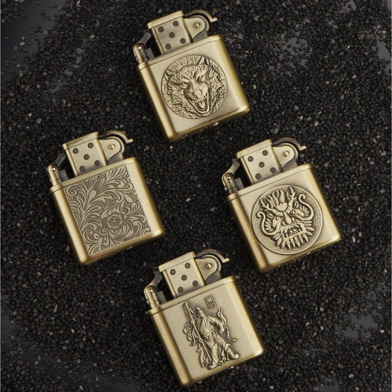 Надувная Бутановая газовая металлическая ветрозащитная Зажигалка в стиле ретро