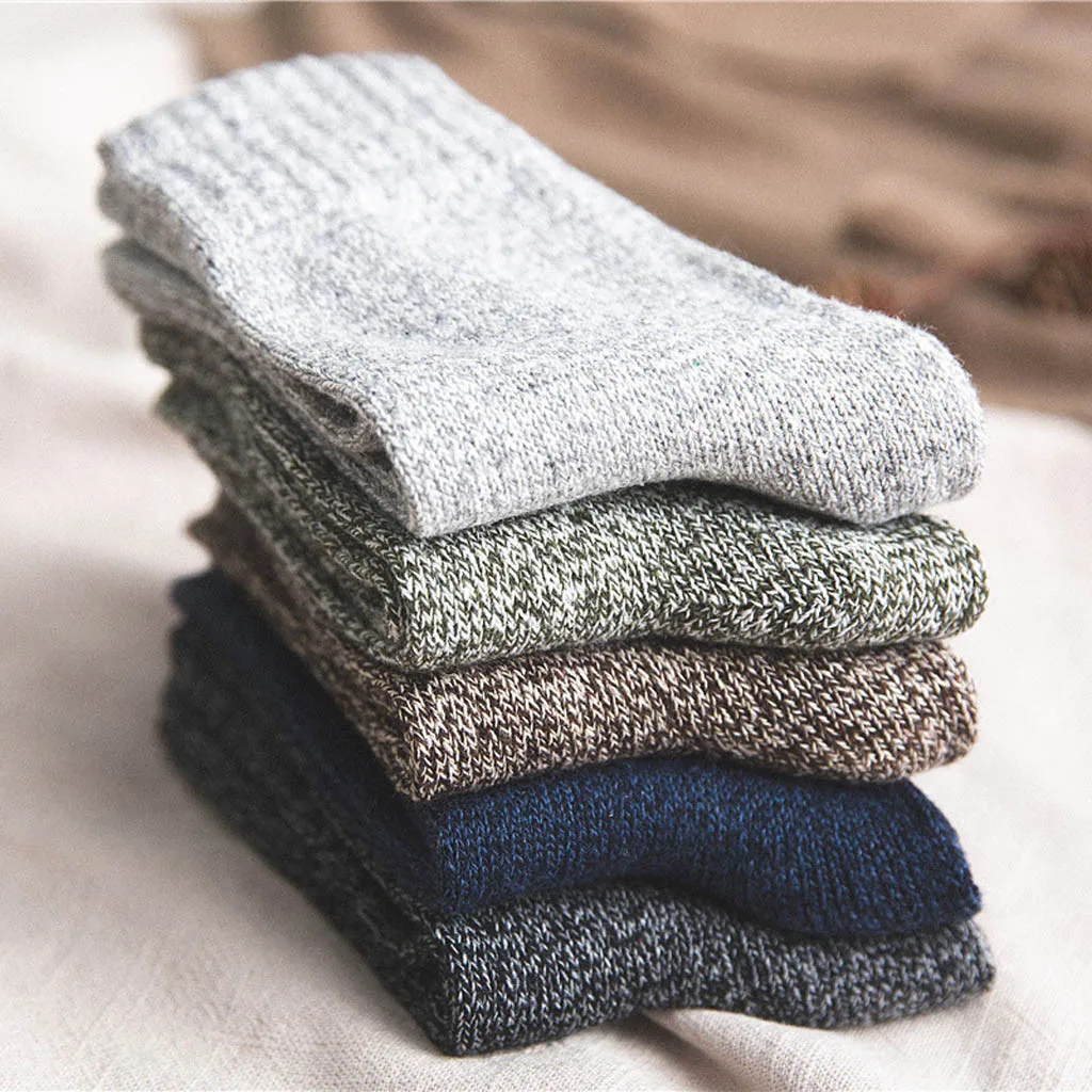 5 пар унисекс шерстяные вязаные носки повседневные Осень-зима теплые толстые