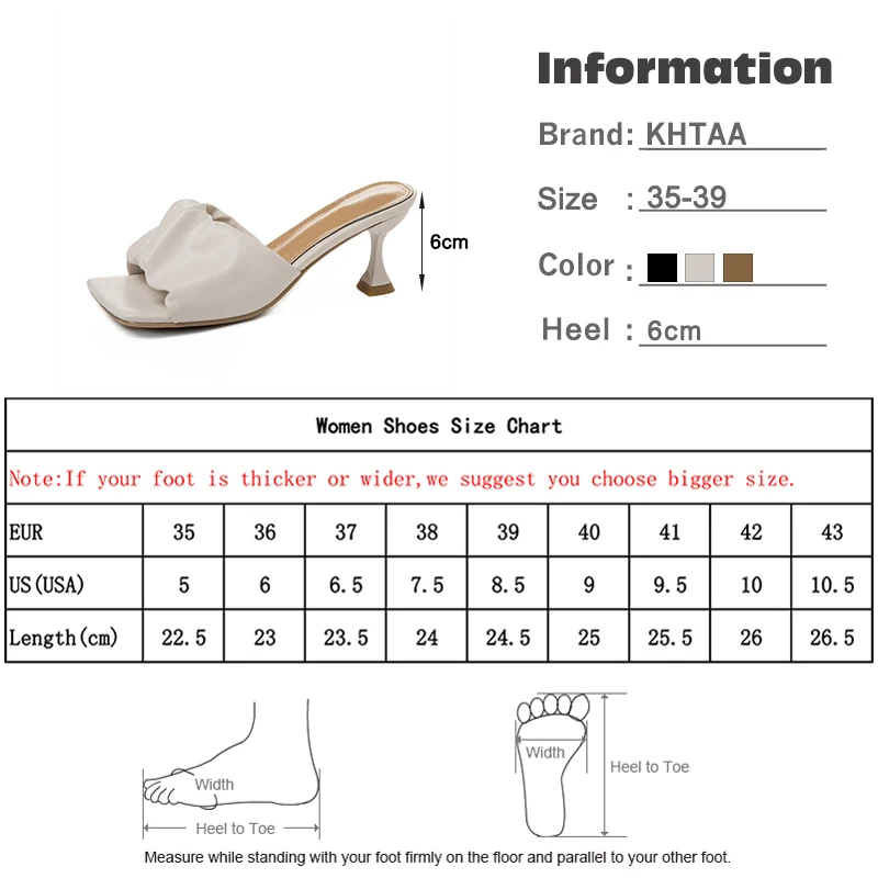 

Slippers Women Slip On Shoes Thin High Heel PU Solid Square Toe Outdoor Ladies Slides Woman 2020 Summer New Fashion Female Shoes