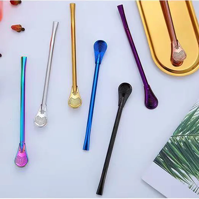 4pcs Stainless Steel Tea Filter Spoon Drinking Straw Reusable Tools Washable Bar Metal for |