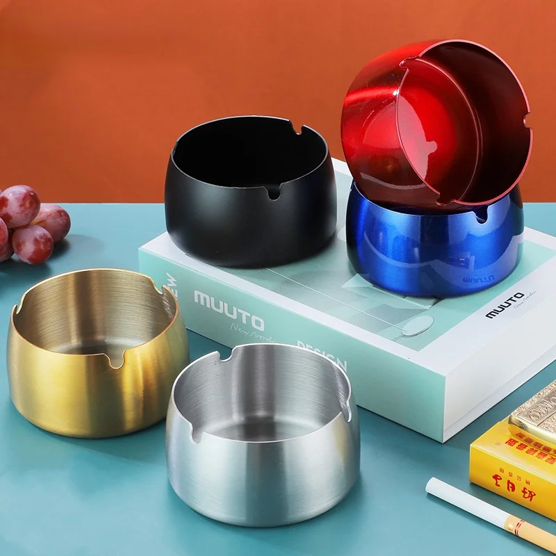 

The new stainless steel ashtray hotel bar Internet cafe household drop-proof windproof simple trend smoking accessories for weed