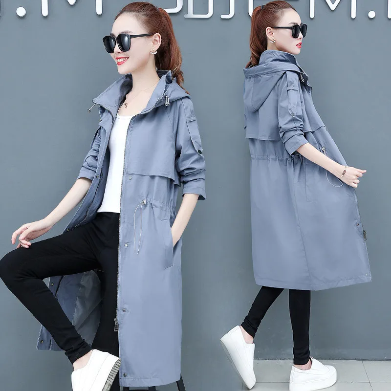 Осенний Новый Модный женский однобортный длинный Тренч пальто Тонкий