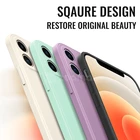 Роскошный оригинальный квадратный жидкий силиконовый чехол для iPhone 12 11 Pro Max Mini XS X XR 6 6S 7 8 Plus SE 2, тонкий мягкий чехол карамельных цветов