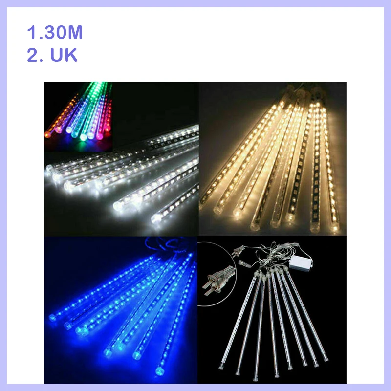 

3 Hole UK 30CM LED Lamps Meteor Shower Rain 8 Tube Holiday Chrismas Tree Garden Street Waterproof Outdoor Light Night