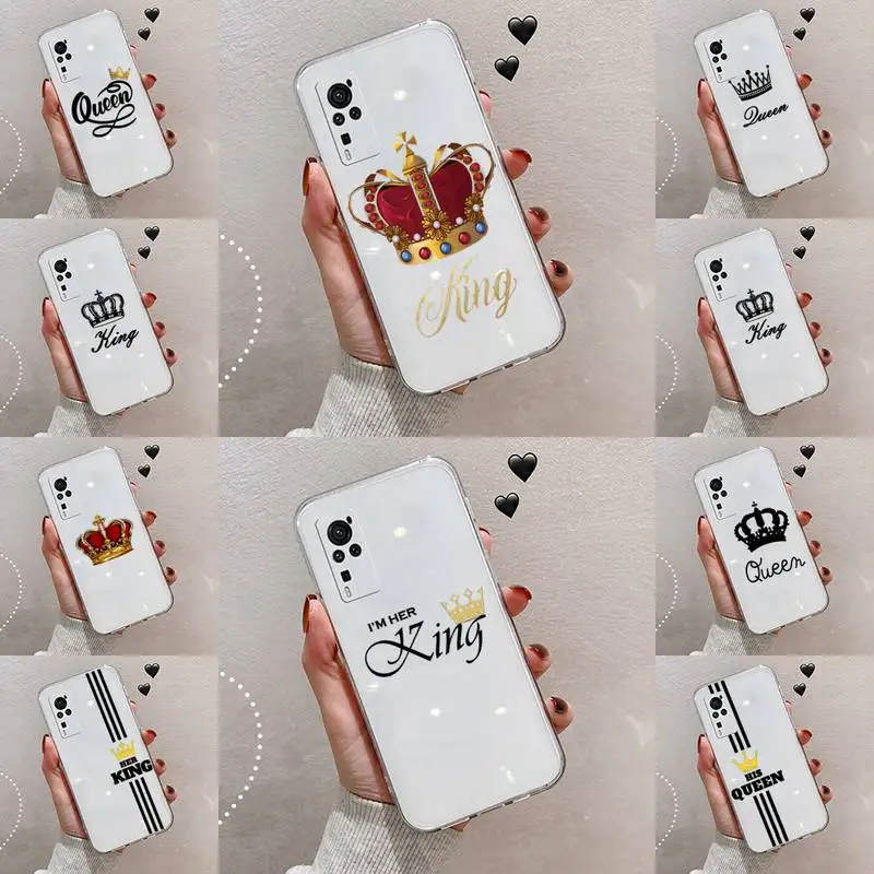 

Crown Letter King Queen Phone Case Transparent For VIVO NEX V Z Y X 17 15 11 9 6 5 3 1 i S MAX PRO X 20SE Soft TPU Mobile bags