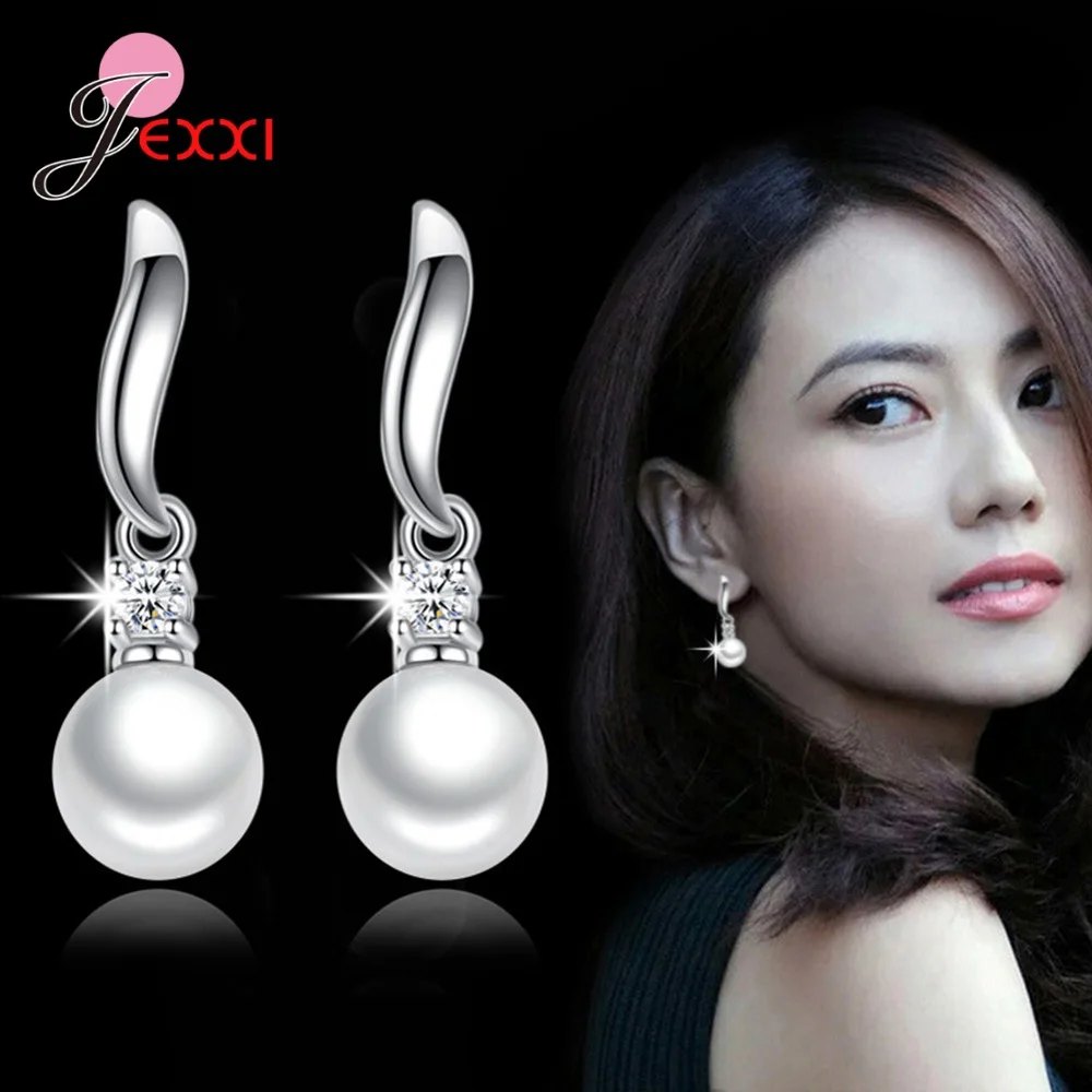 

2020 Fashion Natural Freshwater Pearl 925 Sterling Silver Drop Earring Exquisite Cubic Zirconia Jewelry For Women Christmas Gift