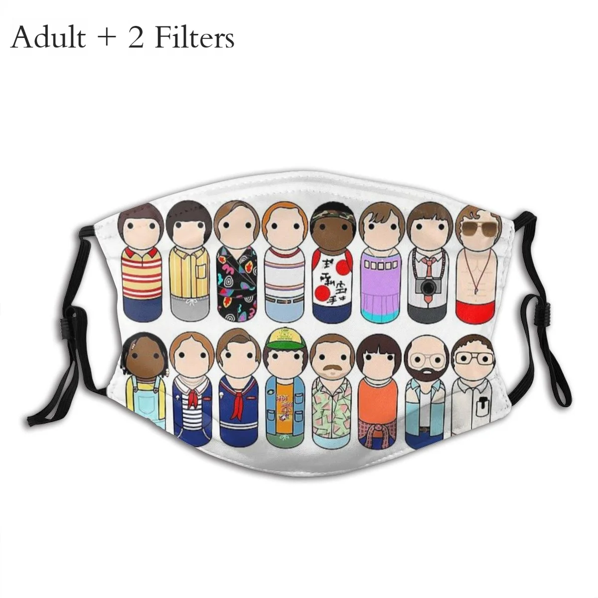 

Stranger Kids Peg Doll Digital Art Face Mask Stranger Things Byers Sci-Fi Suspense TV Series Reusable Mouth Masks With Filters