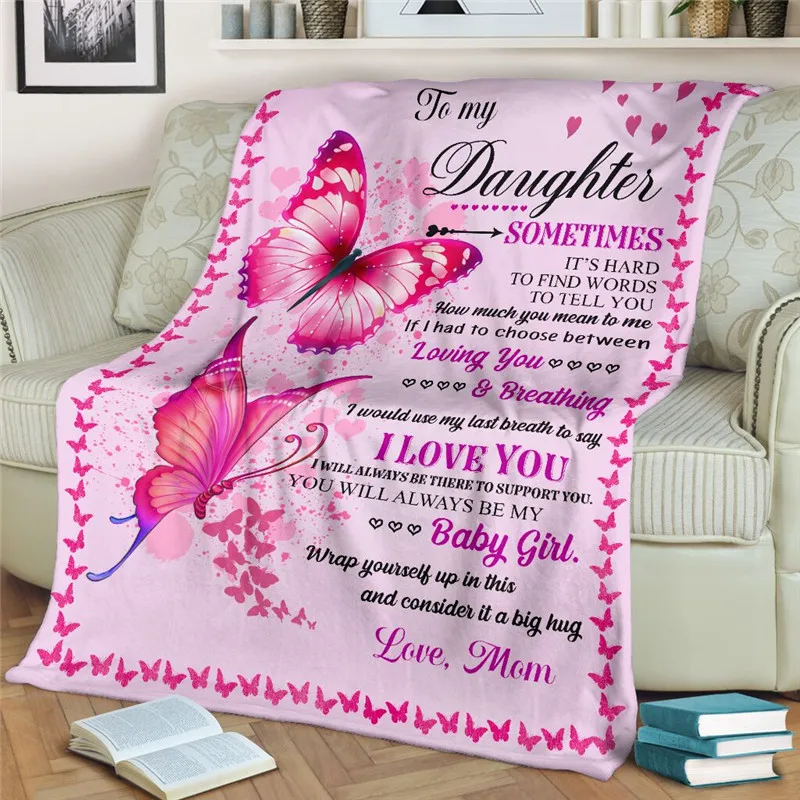

High Premium Blanket To My Daughter I Love You Fleece Love Flannel Throw Blanket Cozy Soft Plush Quilt Blanket Customized UEJ