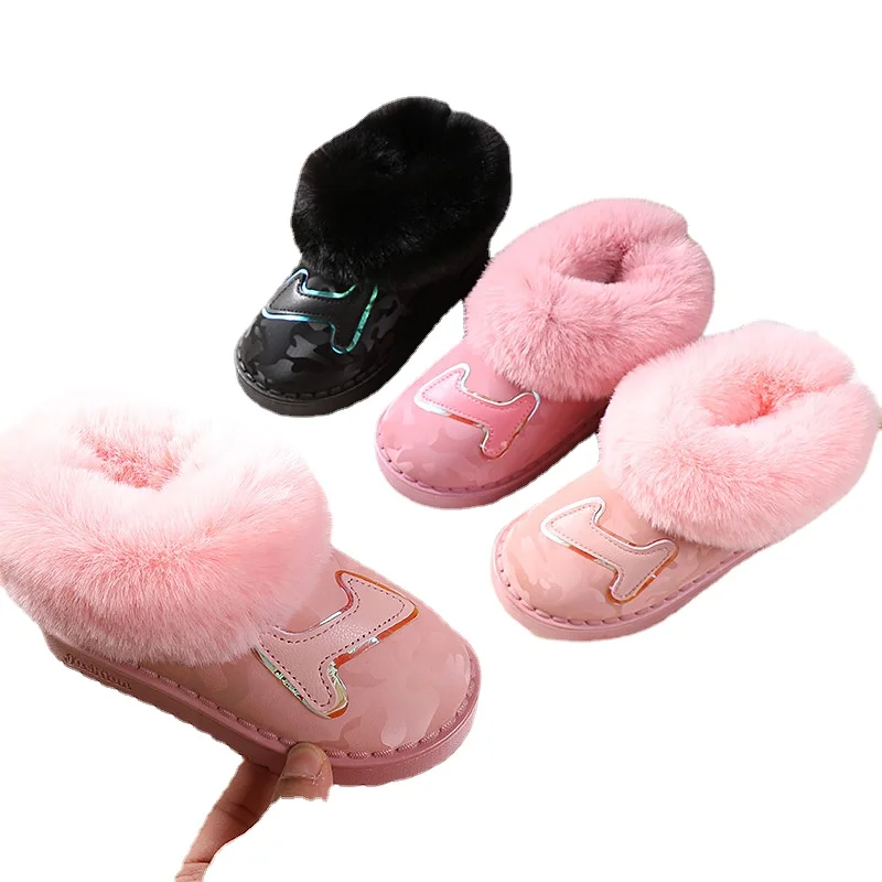 

Winter Kids Shoes for Girl Snow Boots Plush Warm Little Girl Shoes Children Boys Sneakers Indoor Slippers Shoes Non-slip SYQ020