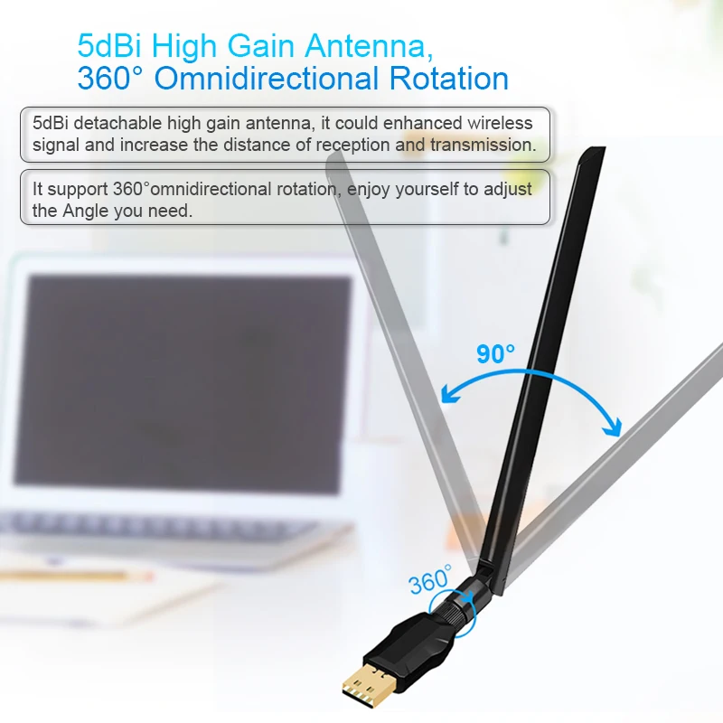 Wifi адаптер 1200 Мбит/с USB3.0 беспроводной антенный RTL8812BU 5dBi антенна сетевая карта для
