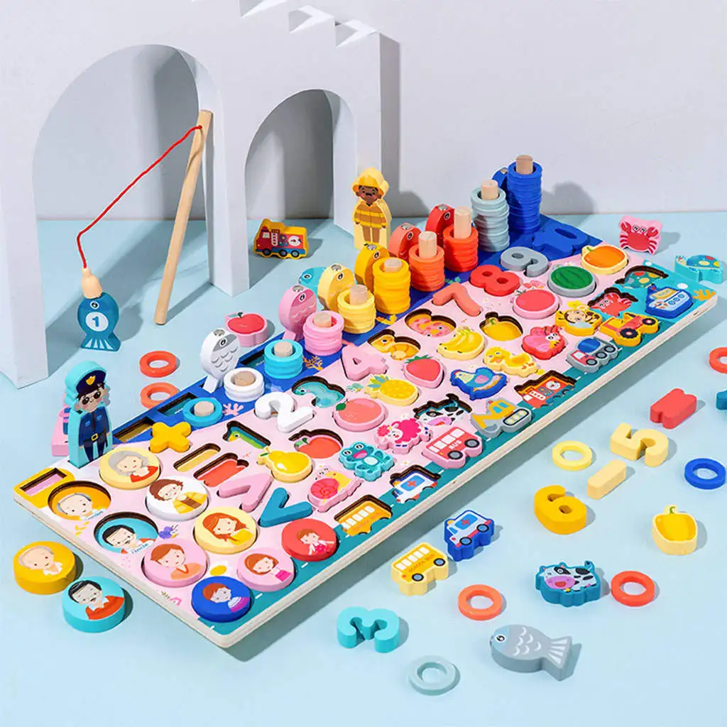 

Baby Shape Colors Match Fishing Puzzle Intelligence Development Hands-Eyes Cooperation Number Shape Sorting Toys for Toddlers