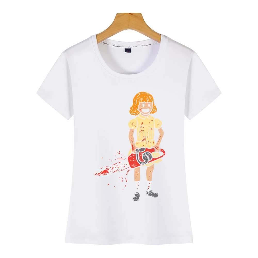 Топы футболка для женщин девочек с Бензопилой ужас пастельный готический psycho