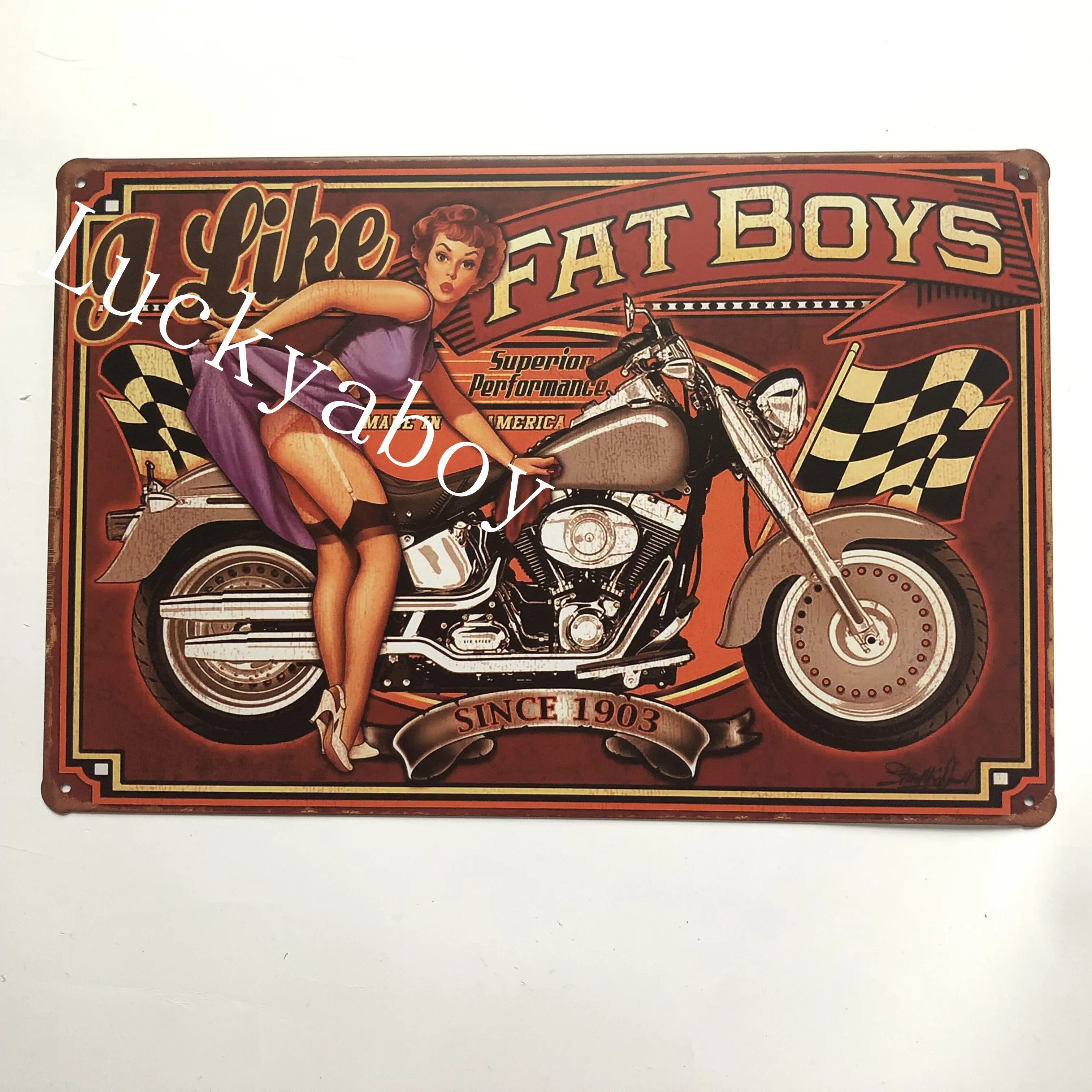 

[Luckyaboy] Vintage Hot Rod Garage Car Dad's BBQ Motorcycle Metal Tin Signs Wall Art Painting Poster Bar Cafe Garage Decor