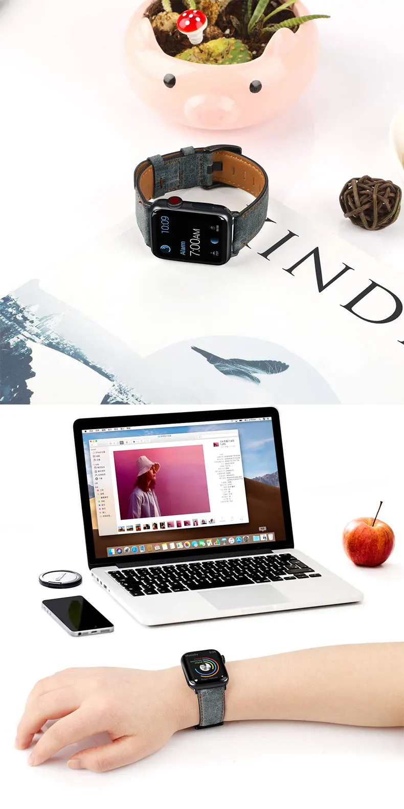 Ретро-стиле, из натуральной кожи, ремешок для наручных часов Apple Watch 4 5 44 мм 40 мм, 42 мм, 38 мм, версия наручных часов iwatch, ремешок Watch series 5/4/3/2/1 браслет аксессуары