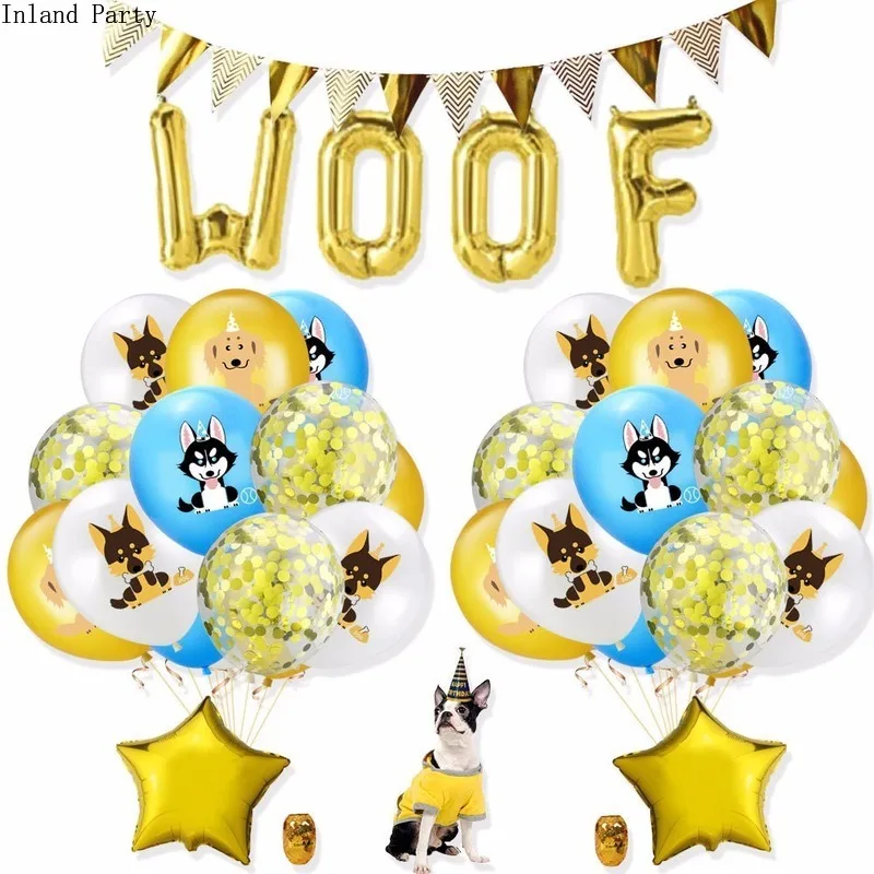 1 компл. Собака вечерние баннер золотые конфетти Baby Shower для вечеринки в честь Дня