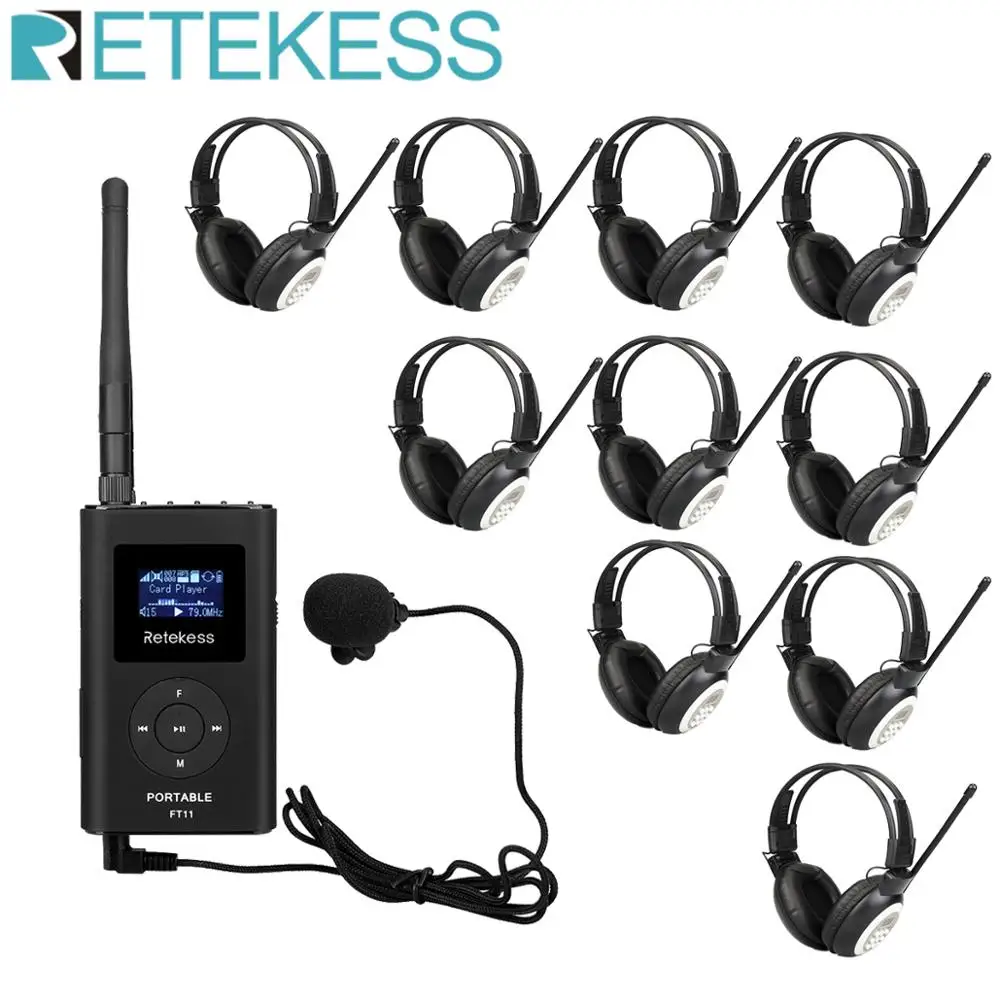 Fm передатчик Retekess 0 3 Вт FT11 + 10 шт. наушники TR101 MP3 радиовещание для встреч церкви тур