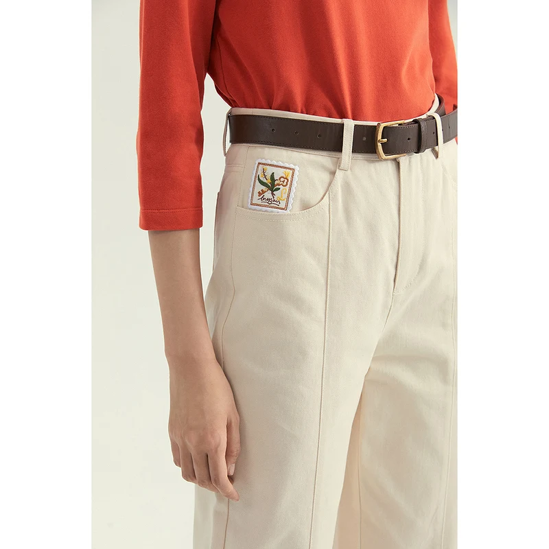 INMAN/женские брюки осень-зима в стиле ретро с надписью забавная вышивка карманом