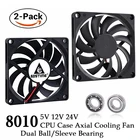 Чехол для ПК Gdstime, 2 шт., 80 мм, 5 В, 12 В, 24 В, 2 контакта, 3 контакта, USB 80x80x10 мм, с двумя шариками, бесколлекторный, охлаждающий вентилятор 8010 дюйма, 8 см