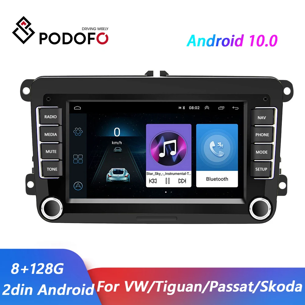 

Автомобильный мультимедийный плеер Podofo, плеер на Android 10,0, с 7 "экраном, 8 + 128 Гб, для VW/Volkswagen/Golf/Polo/Tiguan/Passat/b7/b6/SEAT/leon/Skoda/Octavia, типоразмер 2DIN