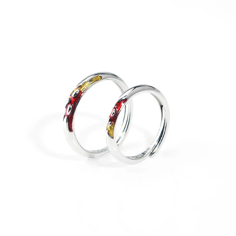 

Fashion Couple S925 Silver-plated Epoxy Personalized Cracked Stone Adjustable Rings J252