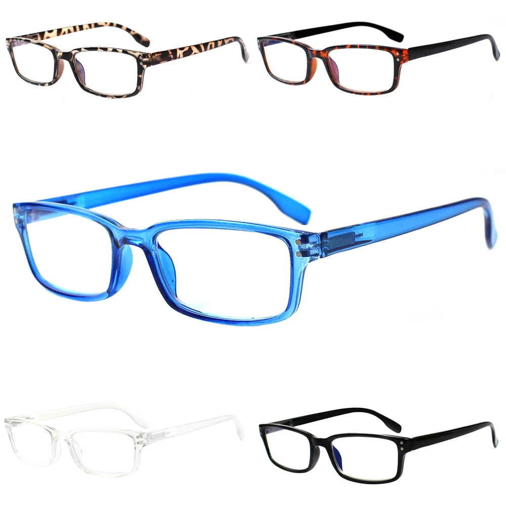 

Henotin Reading Glasses Spring Hinge Men Women Classic Rectangular Frame Prescription Diopter Eyeglasses HD Reader 0~600