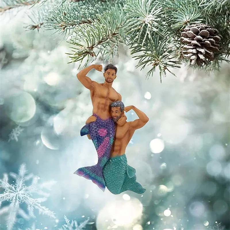 

Creative Mermaid Gift Ornaments Christmas Ornaments Wooden Flat Acrylic Decorations Xmas Tree Hanging Pendant Car Home Decor