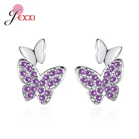 trendy 925 sterling silver simple style flying butterfly pattern stud earring for women fine jewelry gift for girls