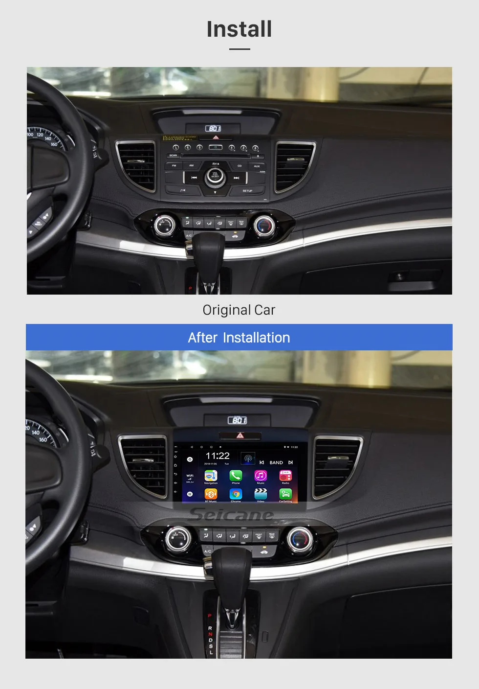 Seicane Android 9,0 9 дюймов gps навигация радио для 2011- Honda CRV головное устройство Автомобильный мультимедийный плеер камера заднего вида 3g WiFi