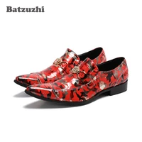 batzuzhi new mens shoes pointed toe red leather dress shoes men oxfords zapatos hombre flats party and wedding shoes menus6 12
