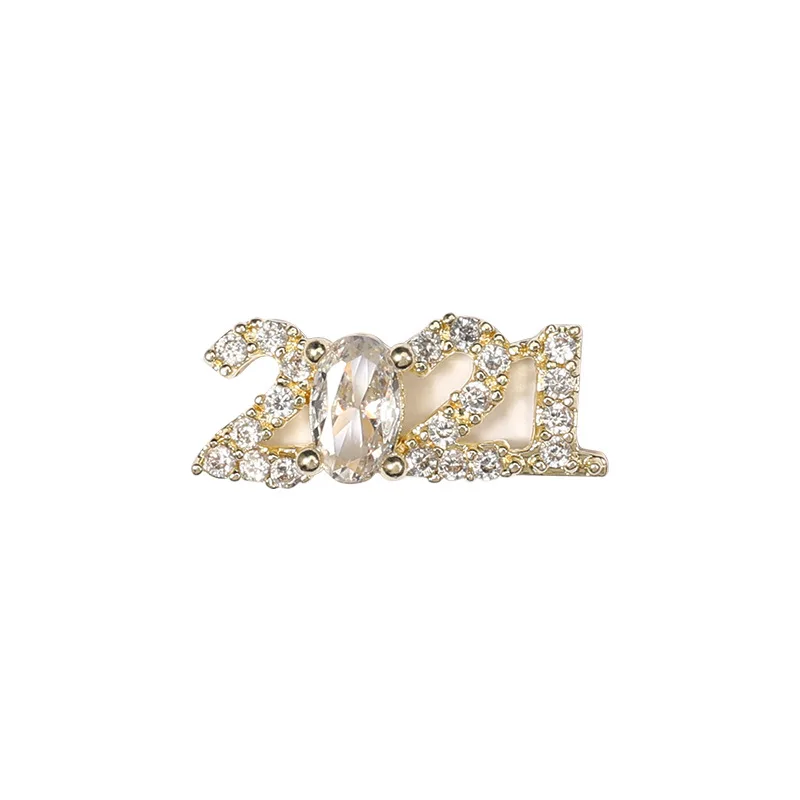 

New Year of the Ox 2021 Nail Art Zircon Diamond Stereo Real Gold Plating Light Luxury Color Preserving Nail Accessories Decorati