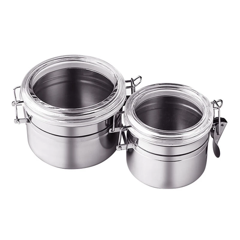 

4Pcs Stainless Steel Storage Tank with Lid Anti-Leakage Food Sealed Cans Coffee Jars Metal Food Container