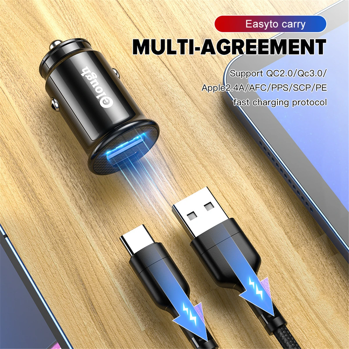 Автомобильное зарядное устройство с двумя USB-портами и поддержкой быстрой