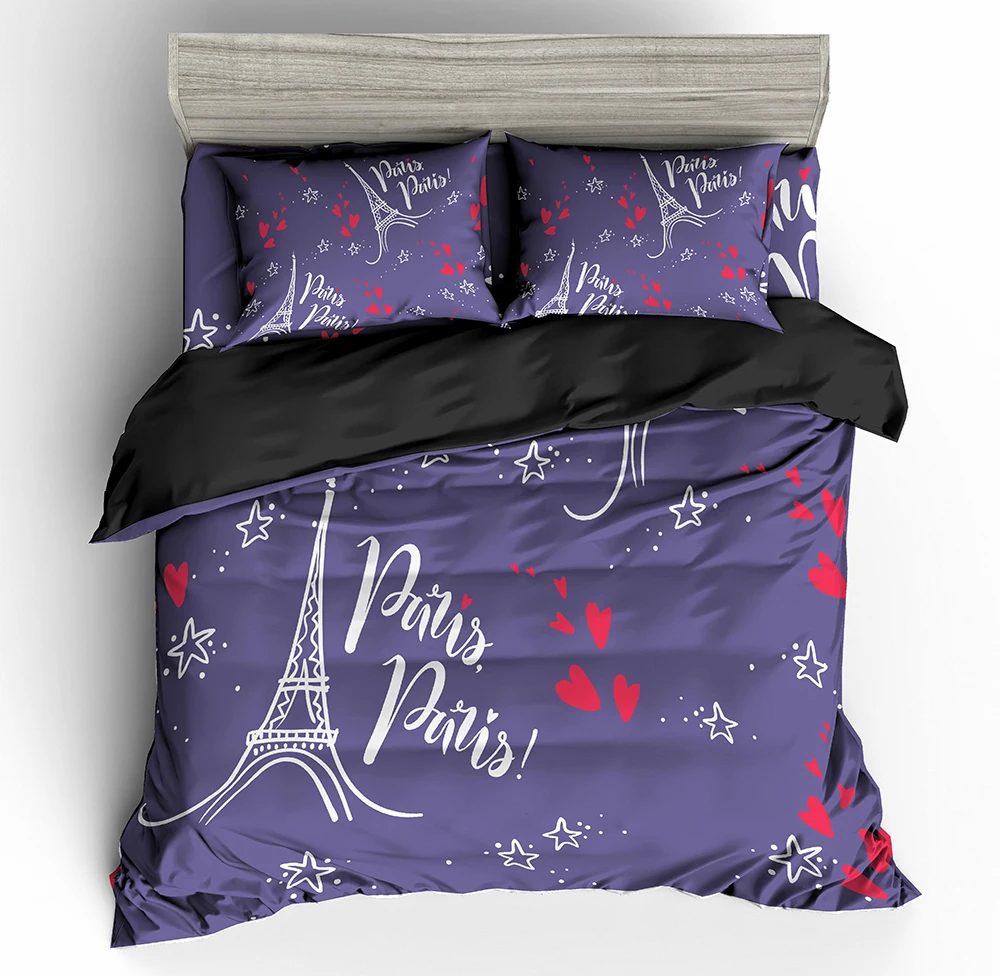 3D цифровой Париж постельные принадлежности Современный Пододеяльник 2/3 шт