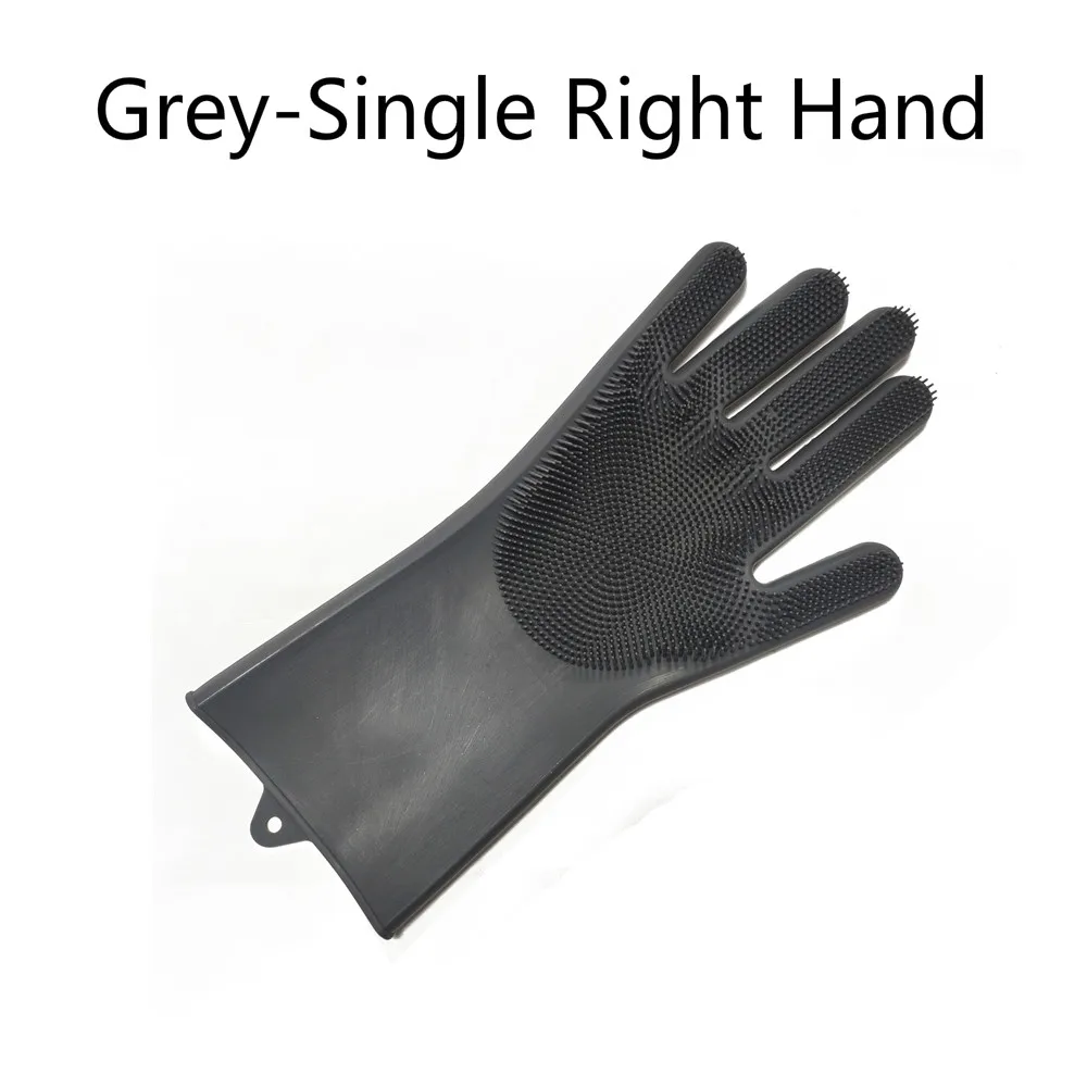 Grey-Right Hand Одна силиконовая щетка для мытья посуды, перчатки для мытья автомобиля, перчатки для мытья посуды, кухонные аксессуары - Цвет: Grey-Right Hand
