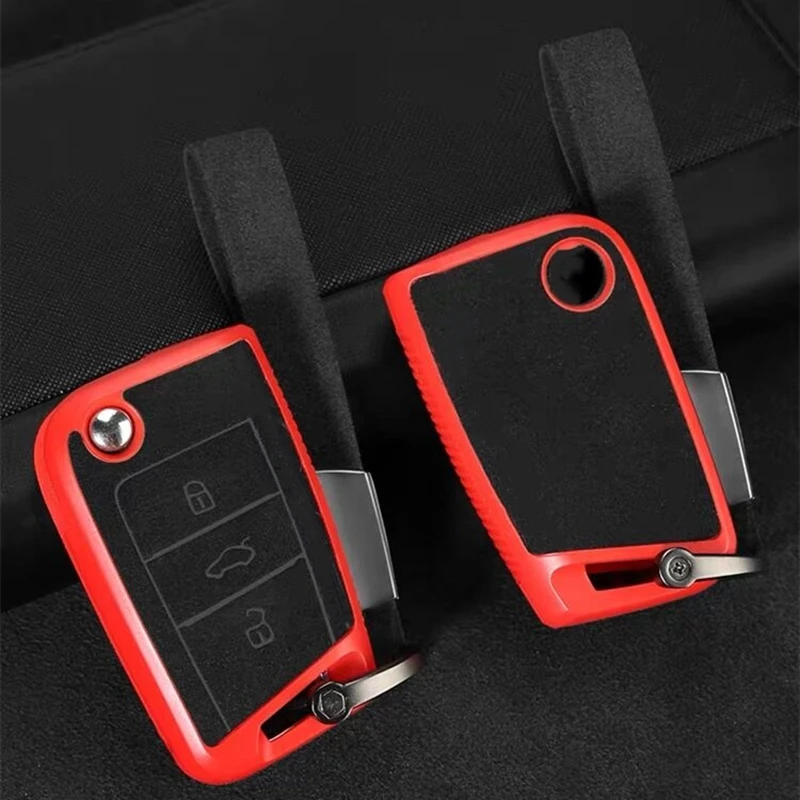 Чехол для автомобильного ключа из ТПУ и кожи чехол Volkswagen VW Golf 7 MK7 Tiguan mk2 Skoda Octavia A7