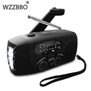 multifunctional radio mobile phone emergency charging hand cranked solar radio emergency led flashlight and power bank free global shipping