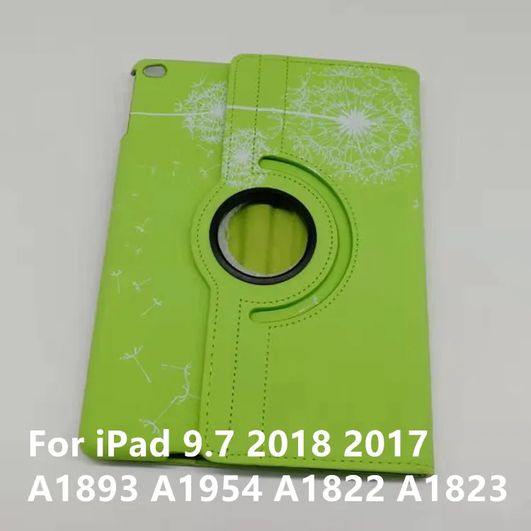 360 Вращающийся чехол с принтом для apple ipad 9,7 чехол с одуванчиком для ipad Air 2 подставка с цветком - Цвет: Green 9.7 2018 2017