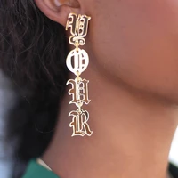 personalized vertical name earrings acrylic laser diy font letters custom nameplate pendant hip hop jewelry gift for women