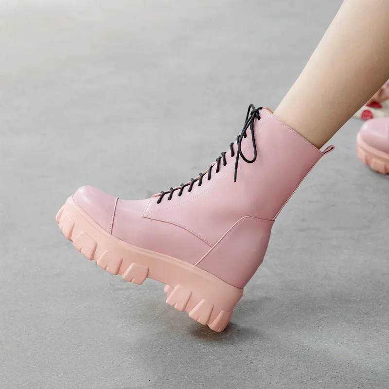 Осенне зимние сапоги Martin женская обувь на высокой платформе На каблуке Женская