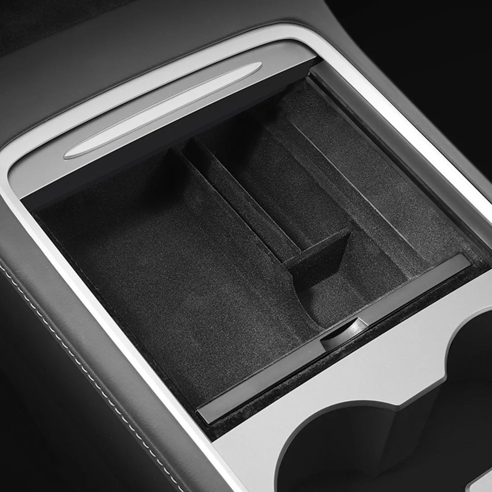 Car Center Console Flocking Organizer Containers for Tesla Model 3 Y 2021 Armrest Storage Box Tray Interior Accessories | Автомобили и