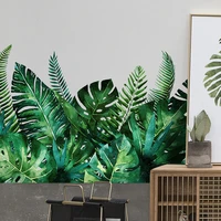 green plant wall stickers for living room bedroom balcony door decal waterproof adhesive 3d window stickers skirting wall paper