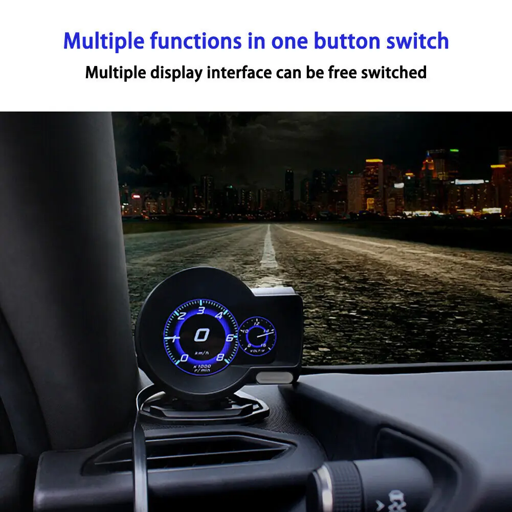 Универсальный Профессиональный HUD цифровой дисплей Автомобильный OBD Boost Gauge Напряжение Спидометр температура воды сигнализация диагностический инструмент