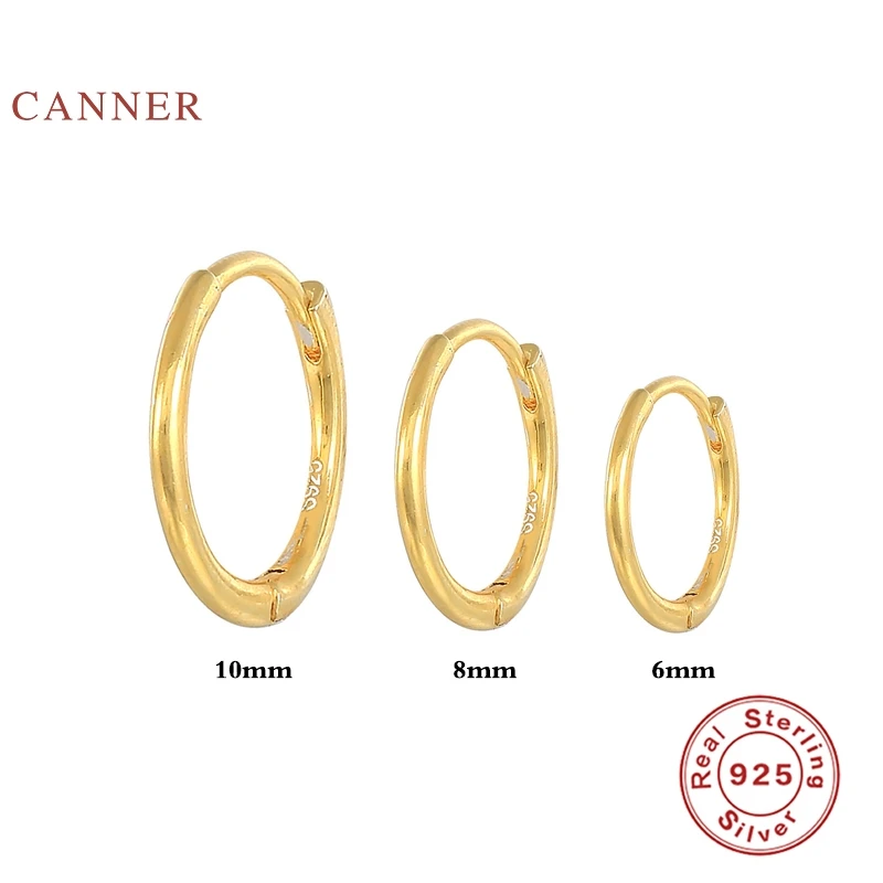 

CANNER 3Pcs/Set 925 Sterling Silver Earrings For Women Ins Glossy Hoop Earrings Ear Piercing Pendientes Mom Gift 2021 Trend