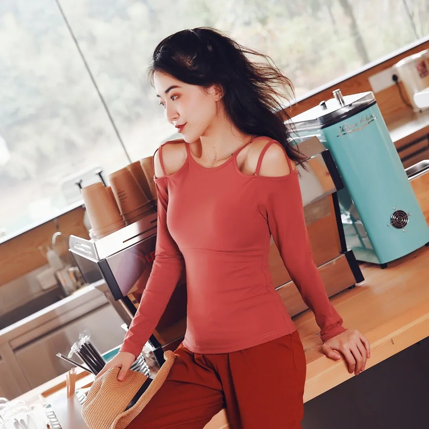 Футболка женская для занятий йогой EF топ бега с бюстгальтером Спортивная